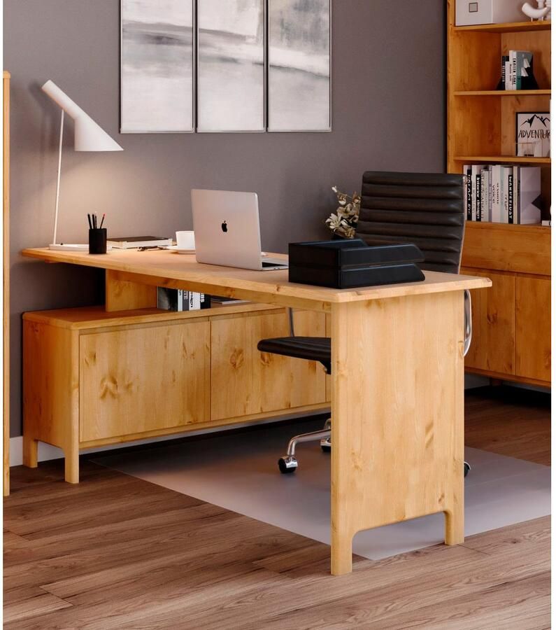 Home affaire Bureau Luven van massief hout in 2 breedtes variabel gebruik als bureau of hoekbureau