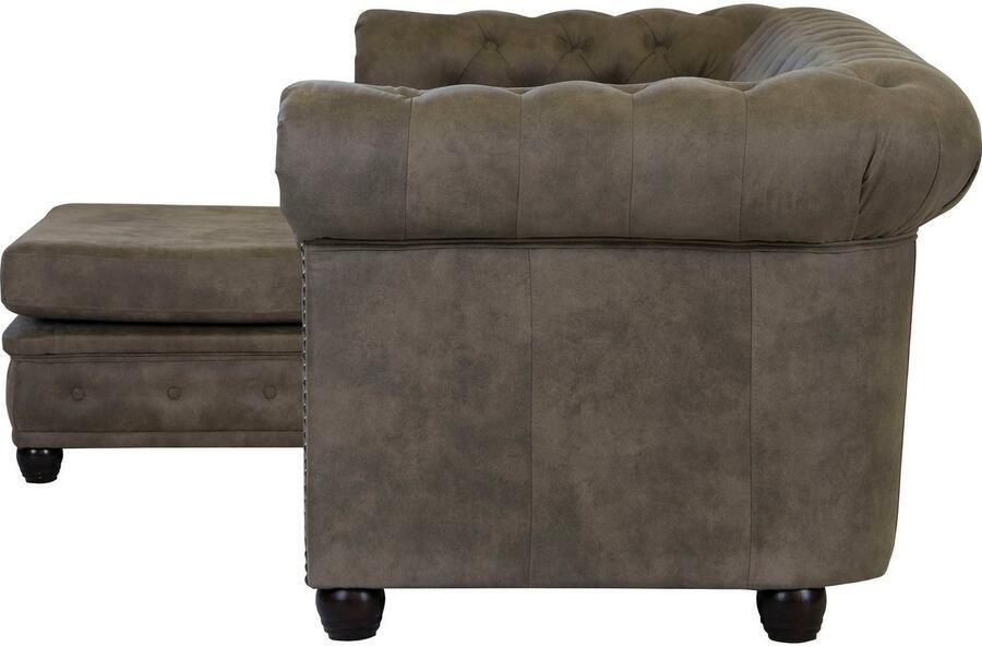 Home affaire Chesterfield-bank Rysum L-vorm Chesterfield-look met afsluitende ottomane