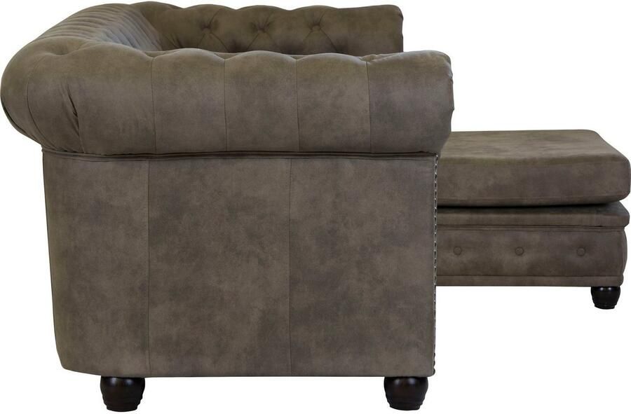 Home affaire Chesterfield-bank Rysum L-vorm Chesterfield-look met afsluitende ottomane