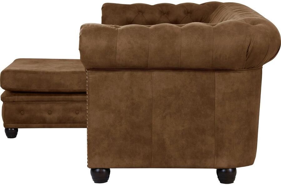 Home affaire Chesterfield-bank Rysum L-vorm Chesterfield-look met afsluitende ottomane