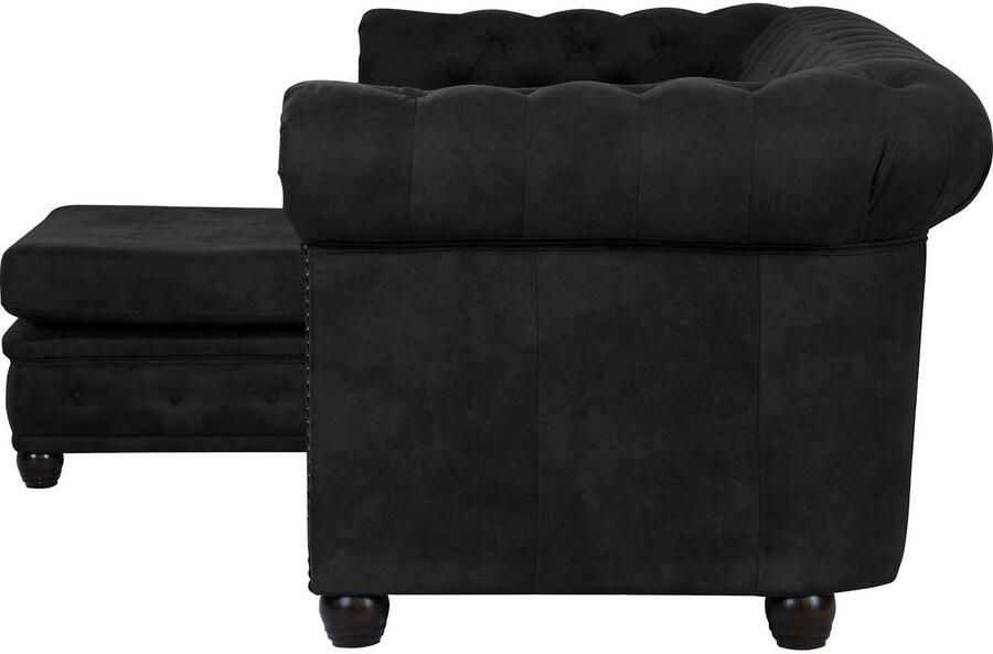 Home affaire Chesterfield-bank Rysum L-vorm Chesterfield-look met afsluitende ottomane