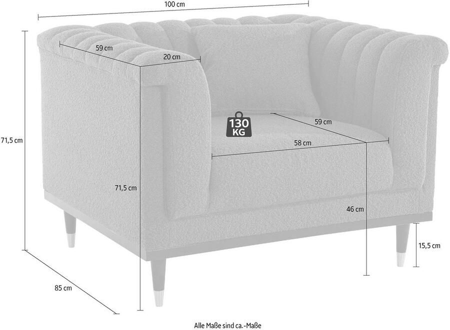 Home affaire Cocktailfauteuil Chamby New stoel bouclé-structuurbekleding met stiksels bij de leuning