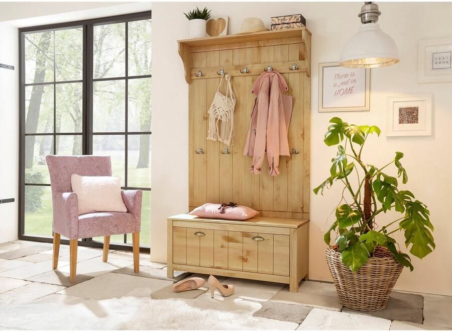 Home affaire Compact kapstokmeubel Mille van massief hout breedte 100 cm