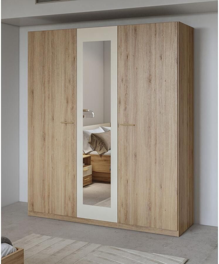 Home affaire Draaideurkast Bitry linnenkast incl. complete binneninrichting Kledingkast verstelbare legplanken 22 mm dik spiegeldeur