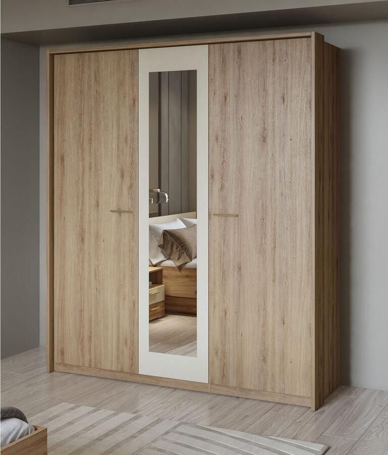 Home affaire Draaideurkast Bitry linnenkast incl. complete binneninrichting Kledingkast verstelbare planken 22 mm dik mooie houtlook
