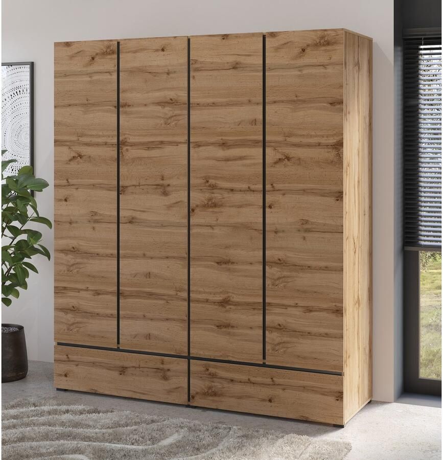Home affaire Draaideurkast Cross moderne greeploze kledingkast Lingeriekast met lade garderobe deuren