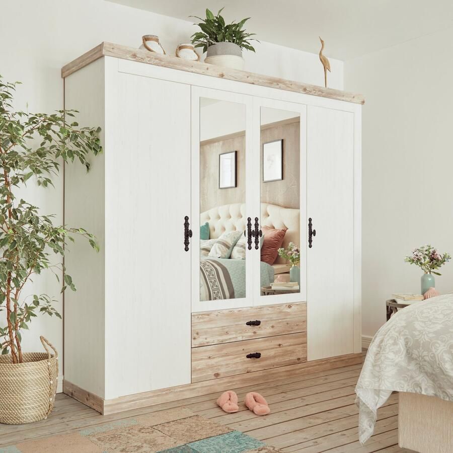 Home affaire Draaideurkast Florenz landelijke kast rustieke metalen handgrepen met fijne versieringen