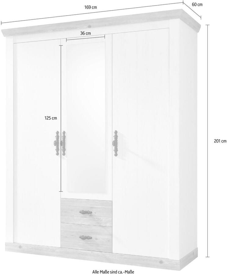 Home affaire Draaideurkast Florenz landelijke kast rustieke metalen handgrepen met fijne versieringen