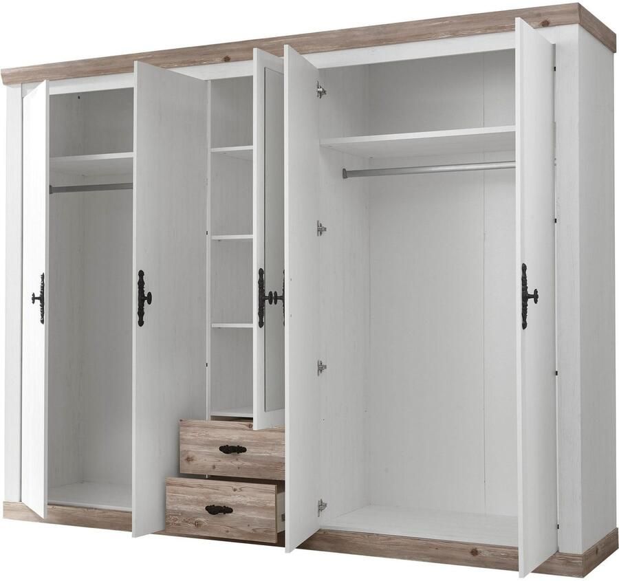 Home affaire Draaideurkast Florenz landelijke kast rustieke metalen handgrepen met fijne versieringen