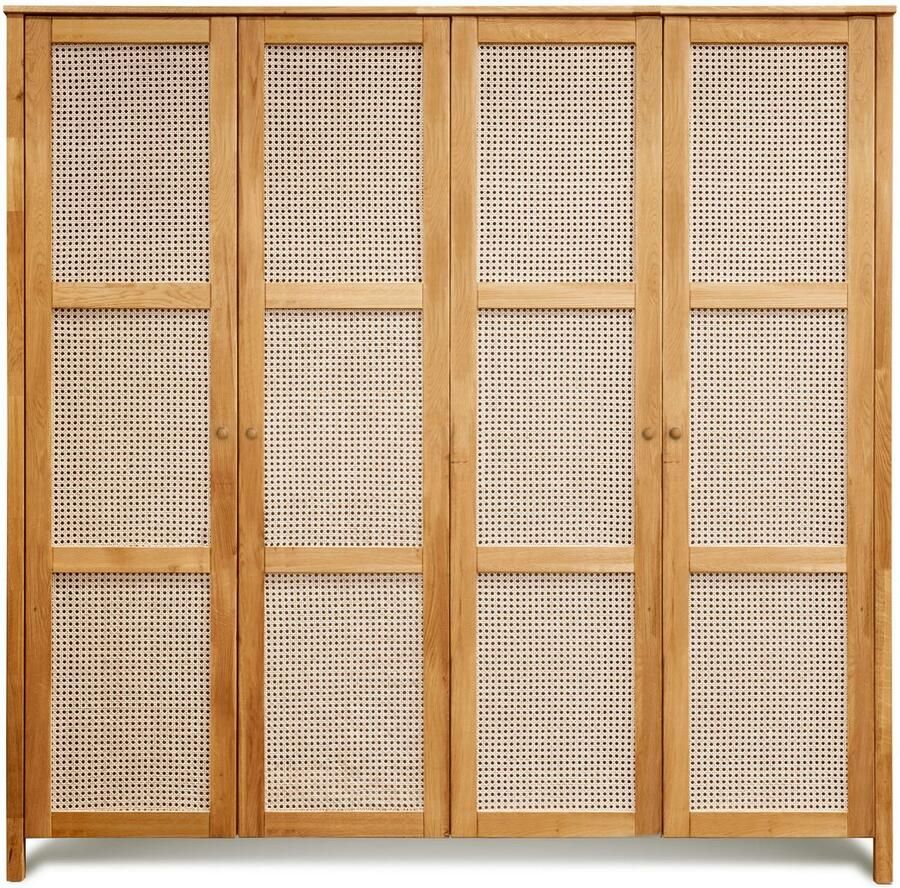 Home affaire Draaideurkast Hällevik kledingkast opbergruimte opslagruimte soft-close-functie Massief FSC -gecertificeerd eiken geolied fronten met Weens vlechtwerk