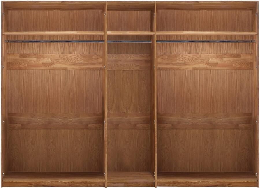 Home affaire Draaideurkast Huven kledingkast met veel opbergruimte van massief eikenhout Scandi 218cm hoog 1 kledingstang & 1 vak beugelgreep & Soft-Close