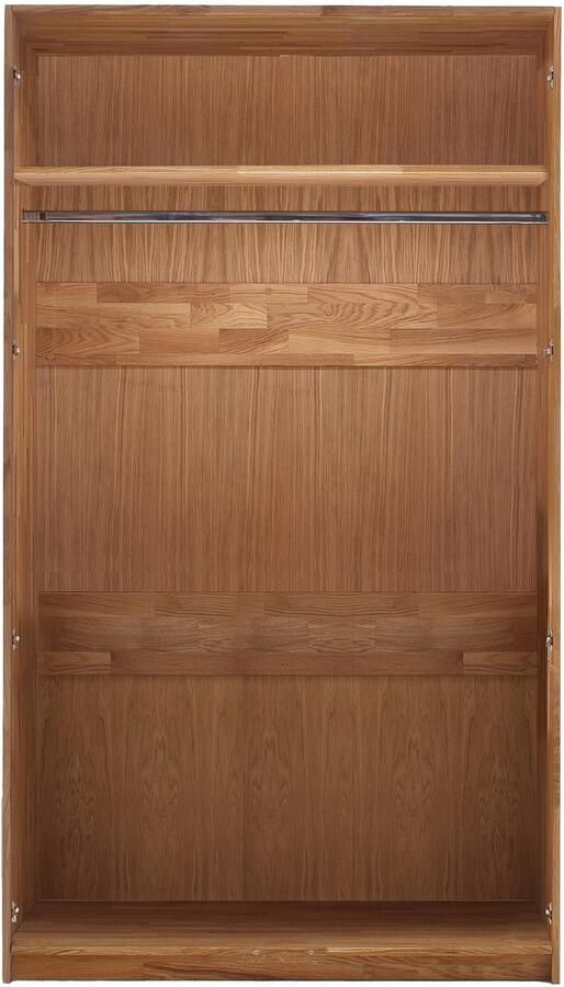 Home affaire Draaideurkast Huven kledingkast met veel opbergruimte van massief eikenhout Scandi 218cm hoog 1 kledingstang & 1 vak beugelgreep & Soft-Close