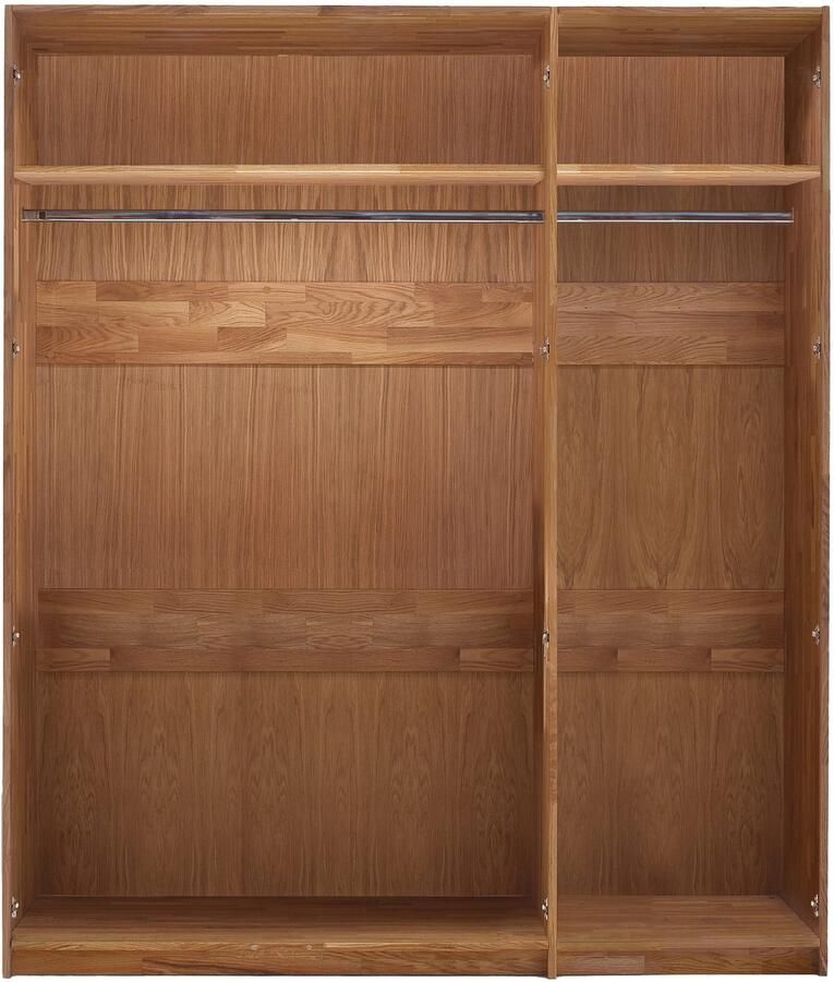 Home affaire Draaideurkast Huven kledingkast met veel opbergruimte van massief eikenhout Scandi 218cm hoog 1 kledingstang & 1 vak beugelgreep & Soft-Close
