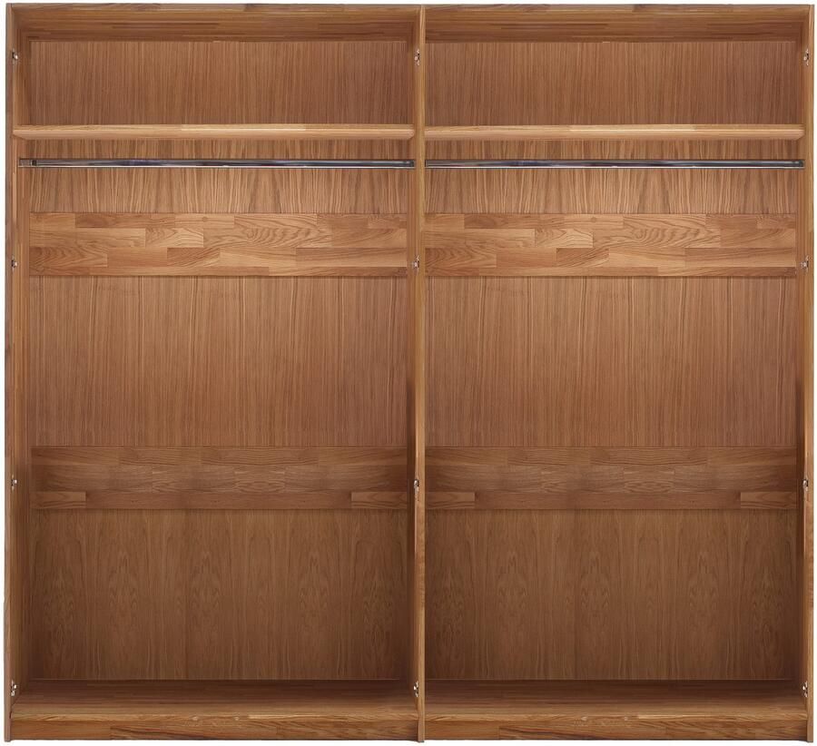 Home affaire Draaideurkast Huven kledingkast met veel opbergruimte van massief eikenhout Scandi 218cm hoog 1 kledingstang & 1 vak beugelgreep & Soft-Close