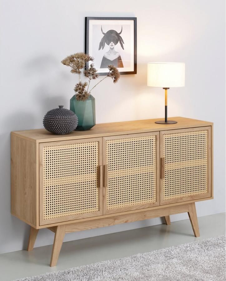 Home affaire Dressoir Bridget Commode 2 verstelbare inlegplanken houten benen breedte 128 cm