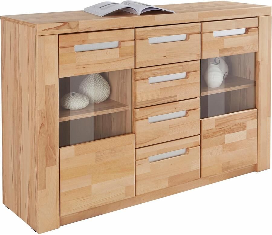 Home affaire Dressoir Kolding Breedte 140 cm met 2 glasdeuren