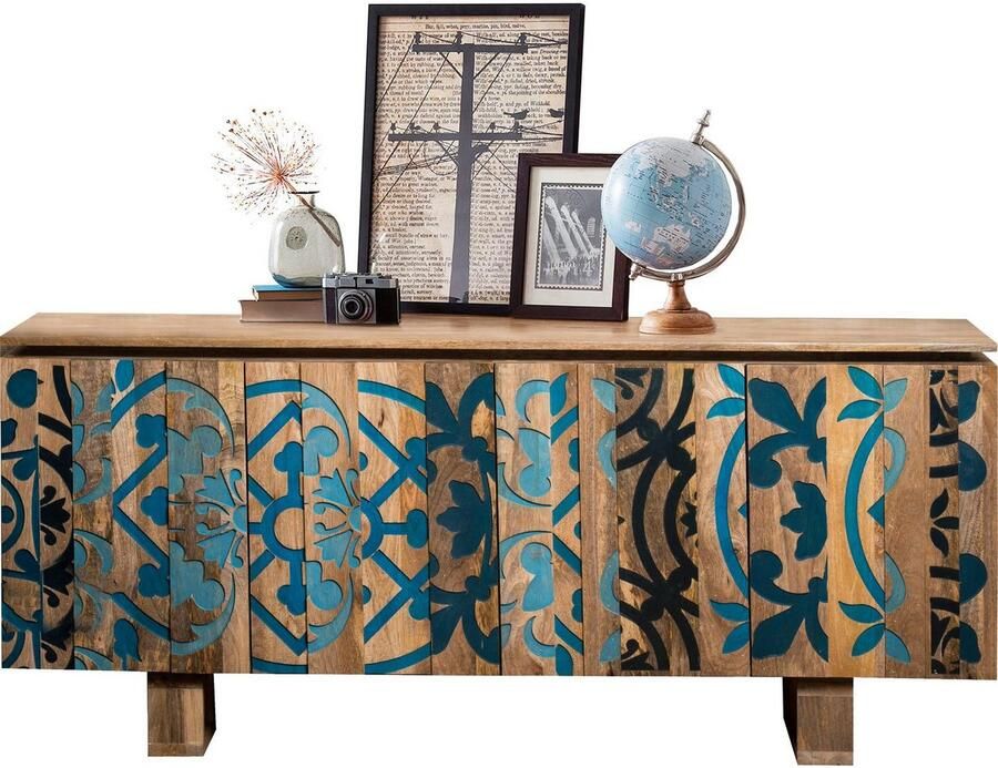 Home affaire Dressoir Layer Commode met 4 decoratieve deuren breedte 177 cm