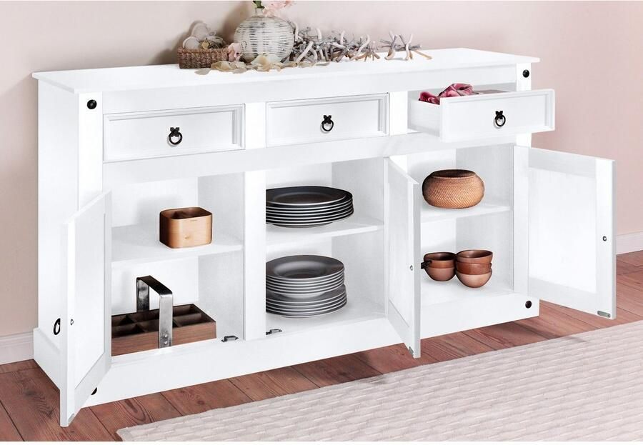 Home affaire Dressoir Mexico Commode van massief dennenhout breedte 151 cm