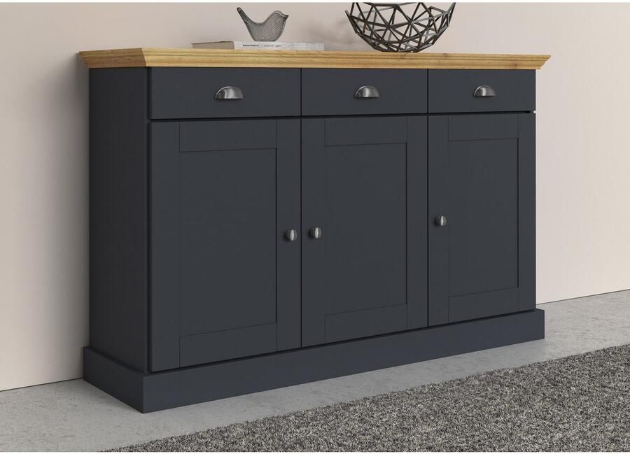 Home affaire Dressoir Motala Commode 3 lades en 2 verstelbare planken breedte 125 cm