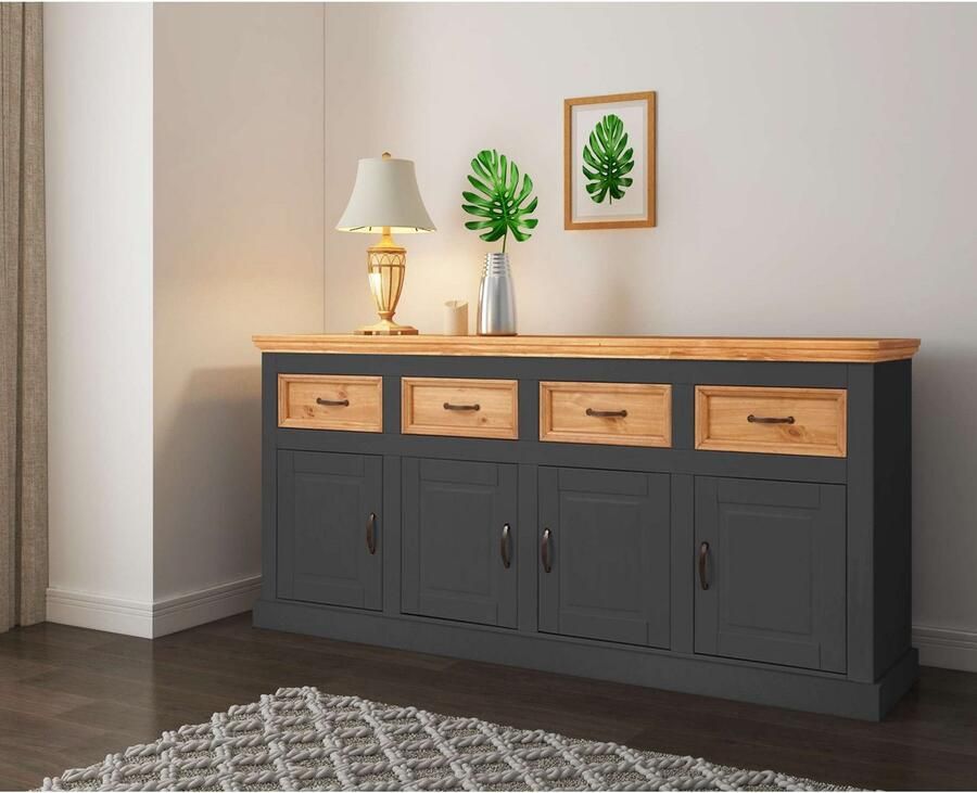 Home affaire Dressoir Selma Commode met 4 deuren en 4 lades. Breedte 192 cm