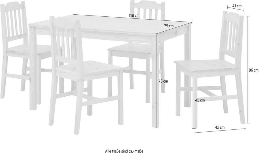 Home affaire Eethoek Chur gemaakt van massief grenenhout (set 5-delig)