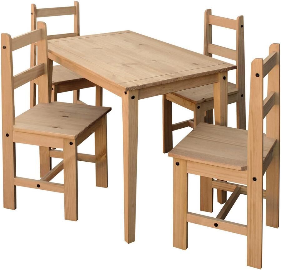 Home affaire Eethoek Houten oppervlak honingkleurig gewaxed (set 5-delig)