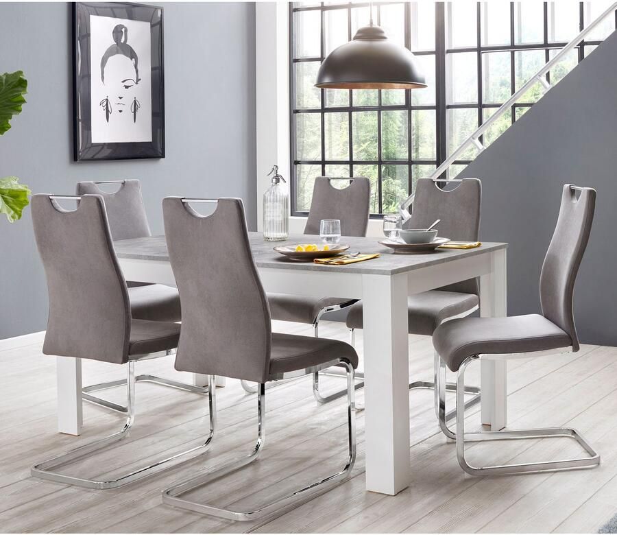 Home affaire Eethoek Milano 4 stoelen en 1 tafel (set 5-delig)