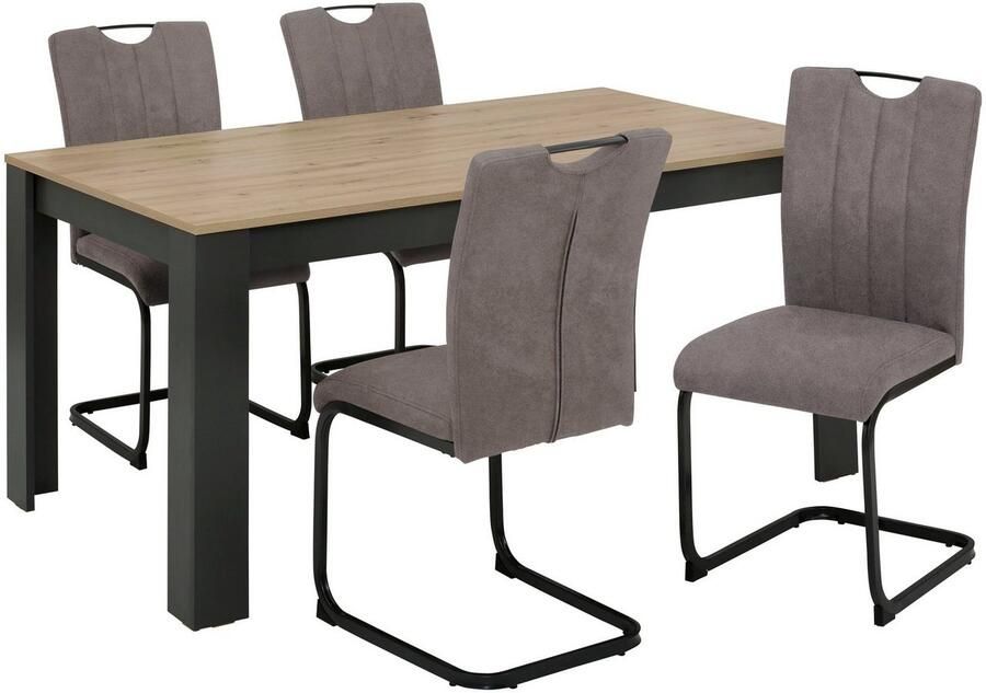 Home affaire Eethoek Napoli 5-delige eethoek met moderne sledestoel en eettafel (set 5-delig)