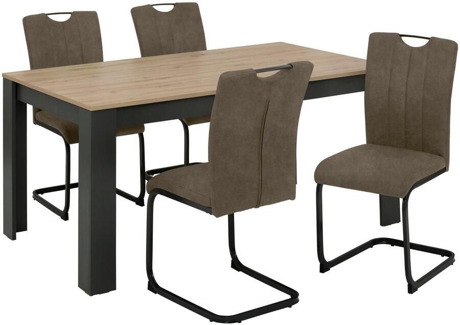 Home affaire Eethoek Napoli 5-delige eethoek met moderne sledestoel en eettafel (set 5-delig)
