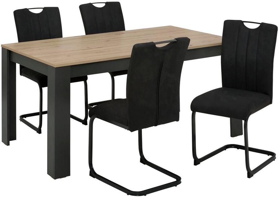 Home affaire Eethoek Napoli 5-delige eethoek met moderne sledestoel en eettafel (set 5-delig)