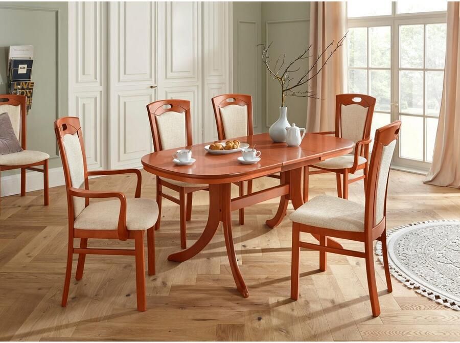 Home affaire Eetkamerstoel FERDI armstoel Made in Italy massief hout Bekleding fijne structuur (water- en vlekafstotend) of structuur