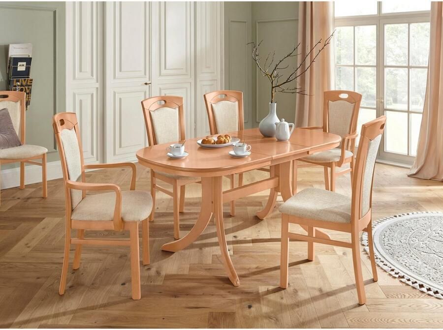 Home affaire Eetkamerstoel FERDI armstoel Made in Italy massief hout Bekleding fijne structuur (water- en vlekafstotend) of structuur