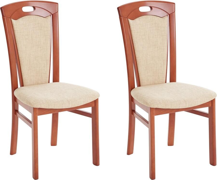 Home affaire Eetkamerstoel FERDI Made in Italy massief hout Bekleding fijne structuur (water- en vlekafstotend) of structuur (set 2 stuks)