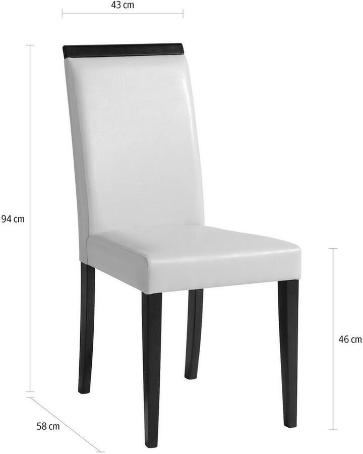 Home affaire Eetkamerstoel Genova van mooi imitatieleer in verschillende kleuren zithoogte 46 cm (set 2 stuks)