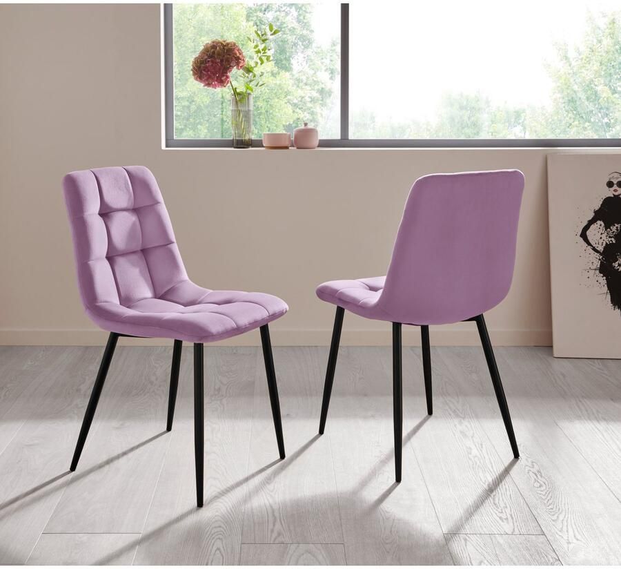 Home affaire Eetkamerstoel Parma Bekleding in fluwelen stof keukenstoel (set 2 stuks)