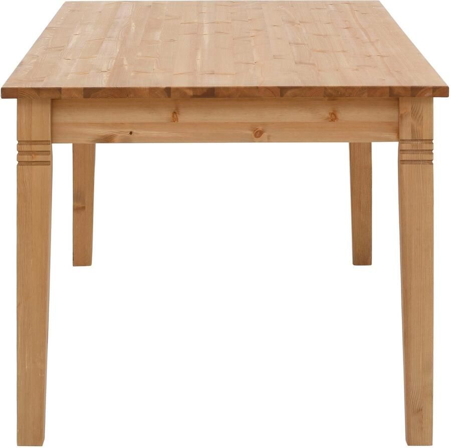 Home affaire Eettafel Anabel lades met zwarte metalen handgrepen gemaakt van massief grenen 6 laden onder het tafelblad breedte 180 cm