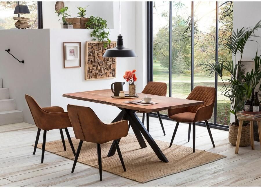 Home affaire Eettafel Manhattan met echte boomrand