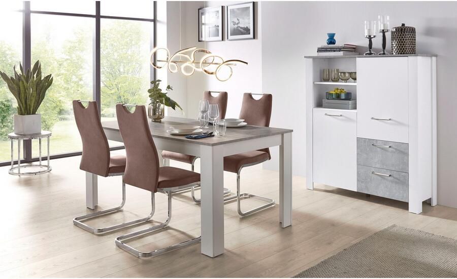 Home affaire Eetkamerstoel Milano (2 of 4 stuks) bekleding in microvezel of koord sledestoel (set)