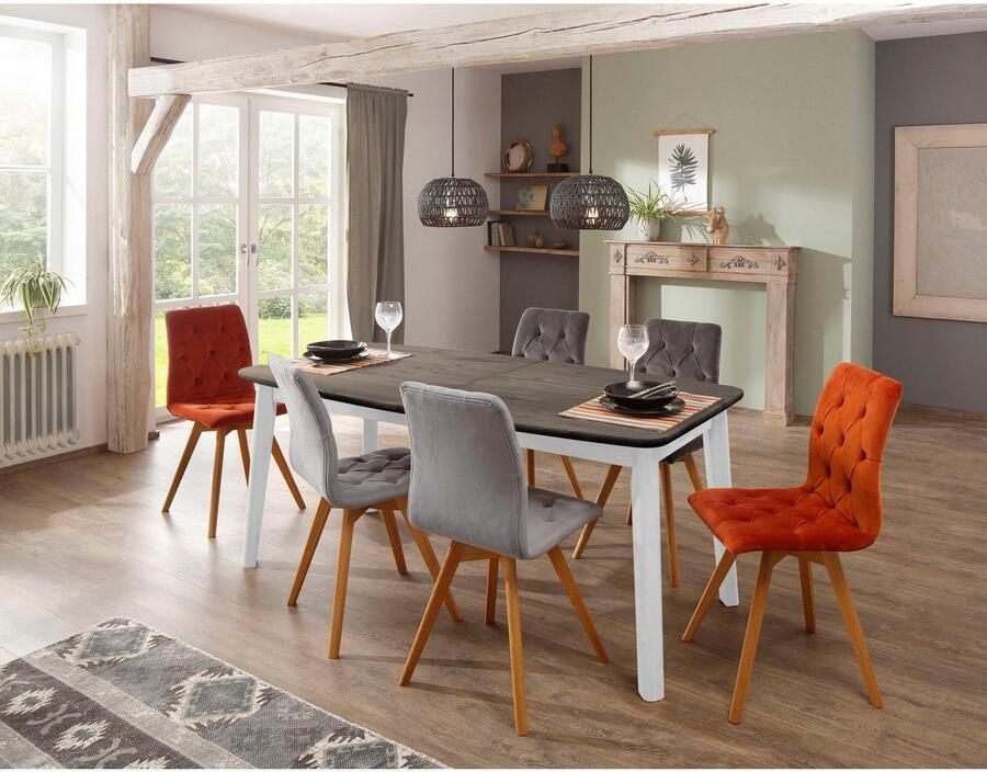 Home affaire Eettafel PALERMO met uittrekfunctie van massief hout fsc gecertificeerd