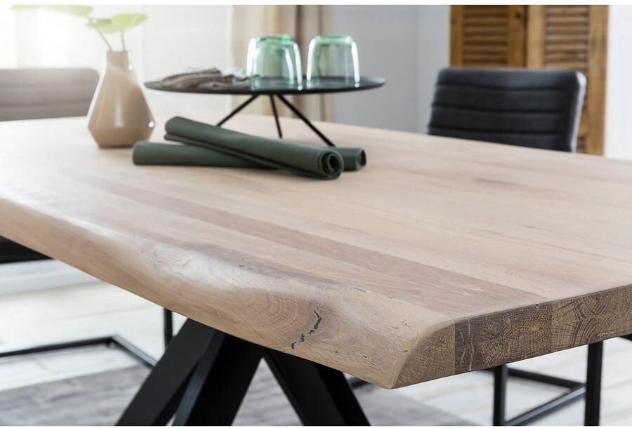 Home affaire Eettafel TRISTAN Massief wild eiken met echte boomrand