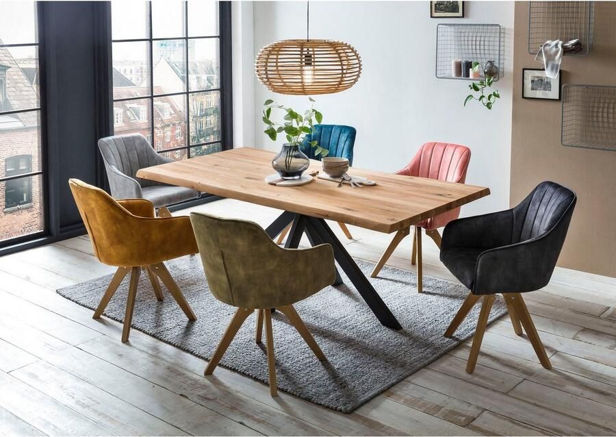 Home affaire Eettafel TRISTAN Massief wild eiken met echte boomrand