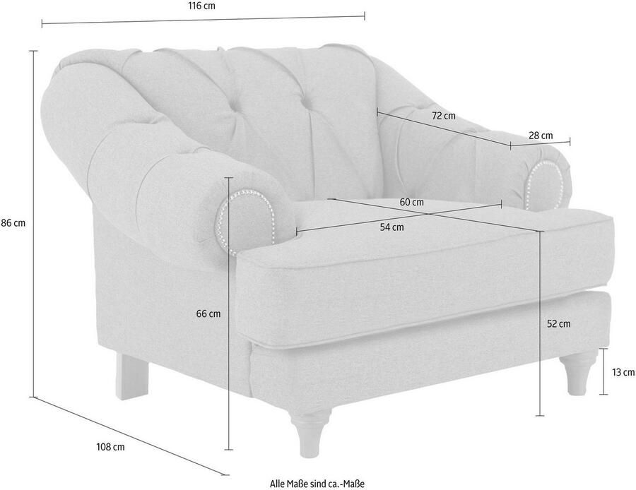 Home affaire Fauteuil Alegra met capitonnage achter opstaande naad en studs in armleuningen