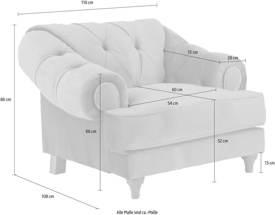 Home affaire Fauteuil Alegra met capitonnage achter opstaande naad en studs in armleuningen