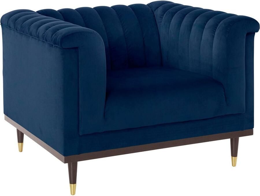 Home affaire Fauteuil Chamby met houten rand onder en stiksels bij de leuning