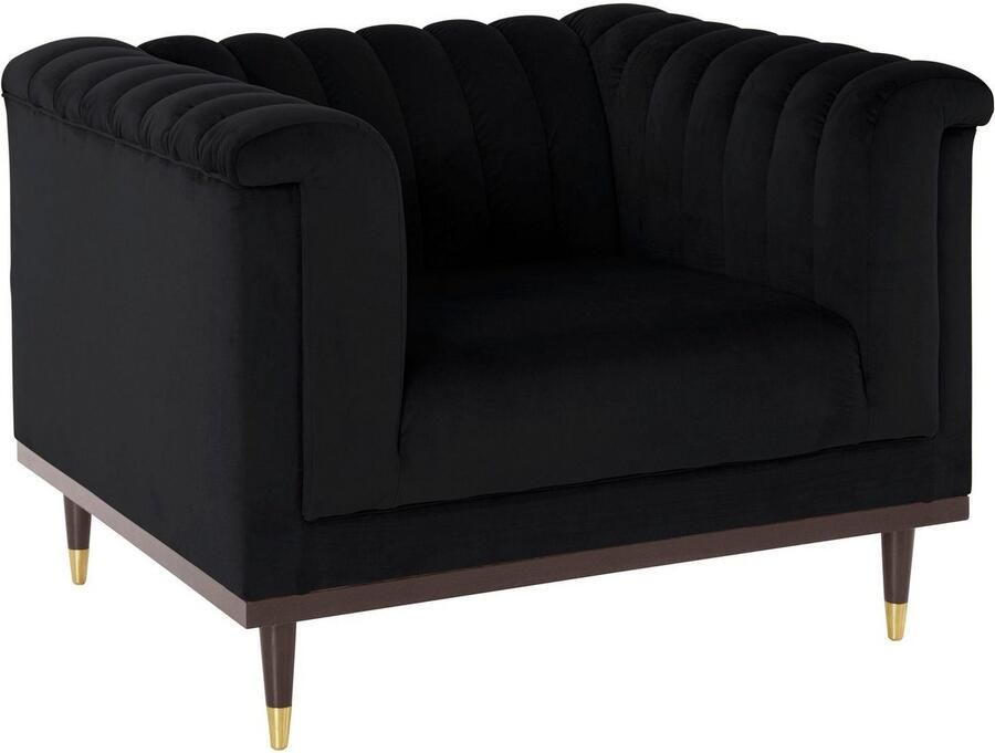 Home affaire Fauteuil Chamby met houten rand onder en stiksels bij de leuning