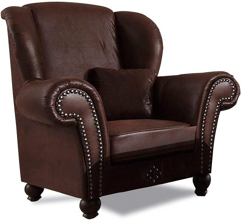 Home affaire Fauteuil King George gezellige oorfauteuil met siernagels met veerinterieur