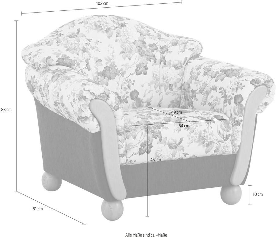 Home affaire Fauteuil Milaan comfortabele loungestoel landhuisstijl houten chatoots en -voeten (set)