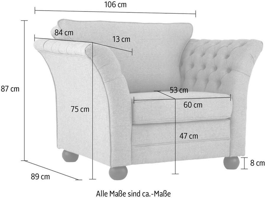 Home affaire Fauteuil Pajero met capitonnage aan binnenkant van de armleuning opstaande naad