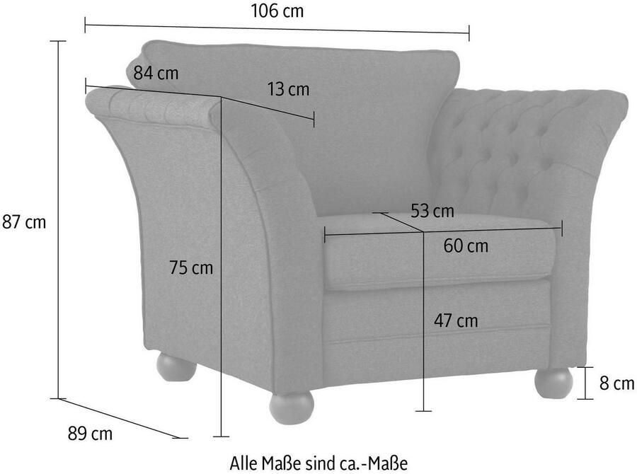 Home affaire Fauteuil Pajero met capitonnage aan binnenkant van de armleuning opstaande naad