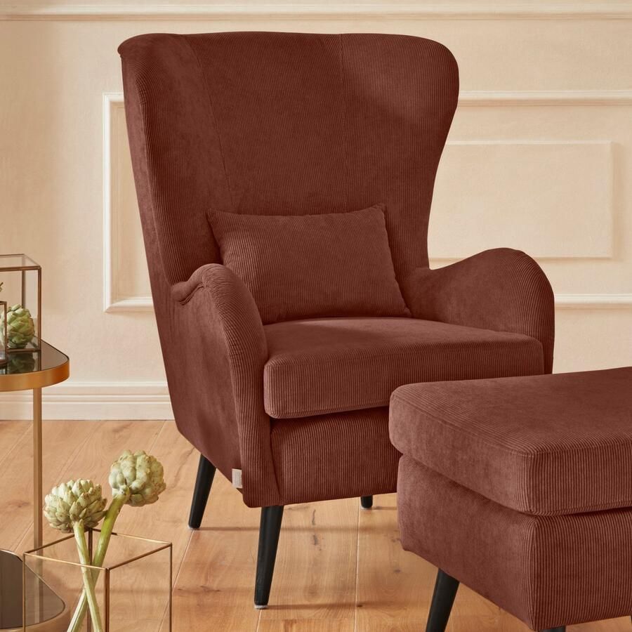 Home affaire Fauteuil Sallito oorfauteuil TV-stoel voor woonkamer ook in velours cord